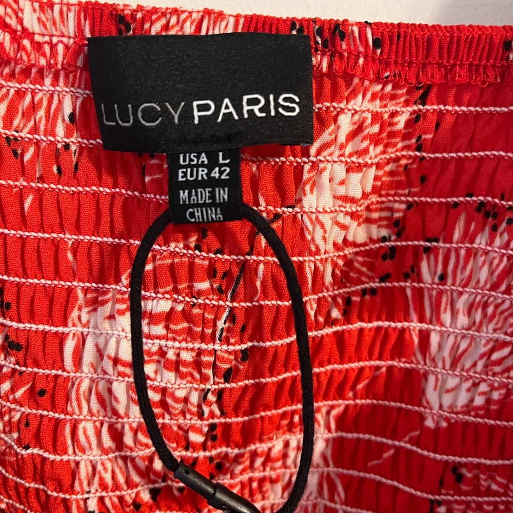 Lucy Paris Lana Womens Tie Neck Ruffled Cropped Top US Size 10 - Picture 2 of 3